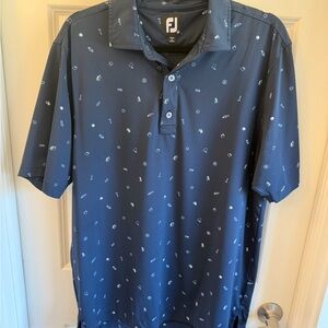 FootJoy Men's Patterned Navy Polo Shirt